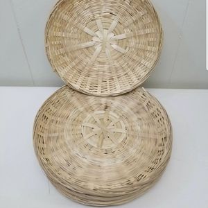 8 Paper Plate Holders Wicker Baskets Woven Rattan